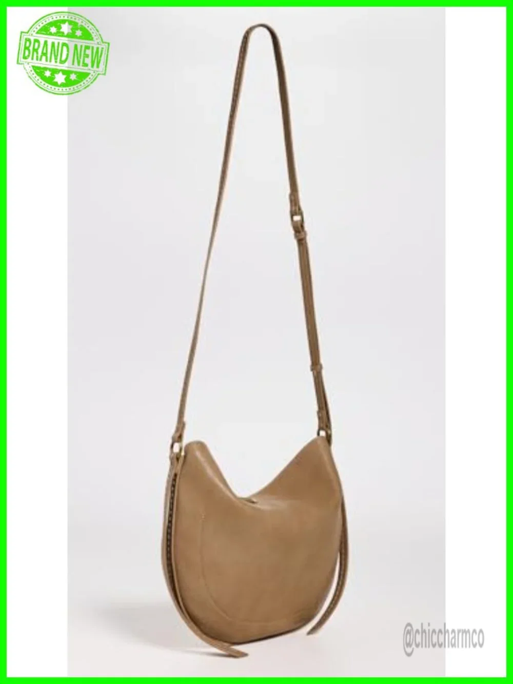 Faux Leather Hobo Crossbody Bag with Gold-Tone Hardware - Lightweight